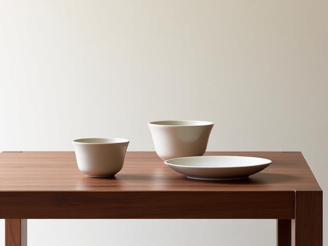 Håndlaget spisebord i valnøtt med moderne linjer